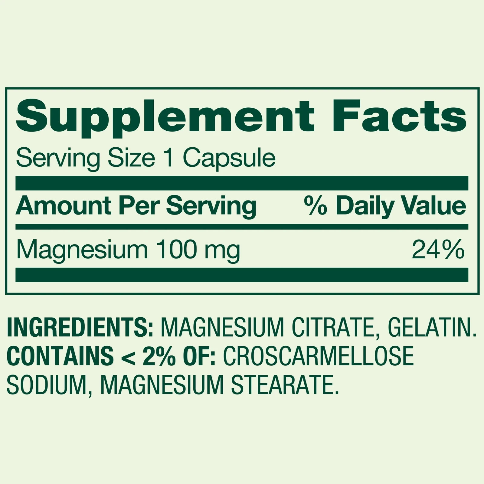 Spring Valley Magnesium Citrate Capsules, 100 mg, 100 Count