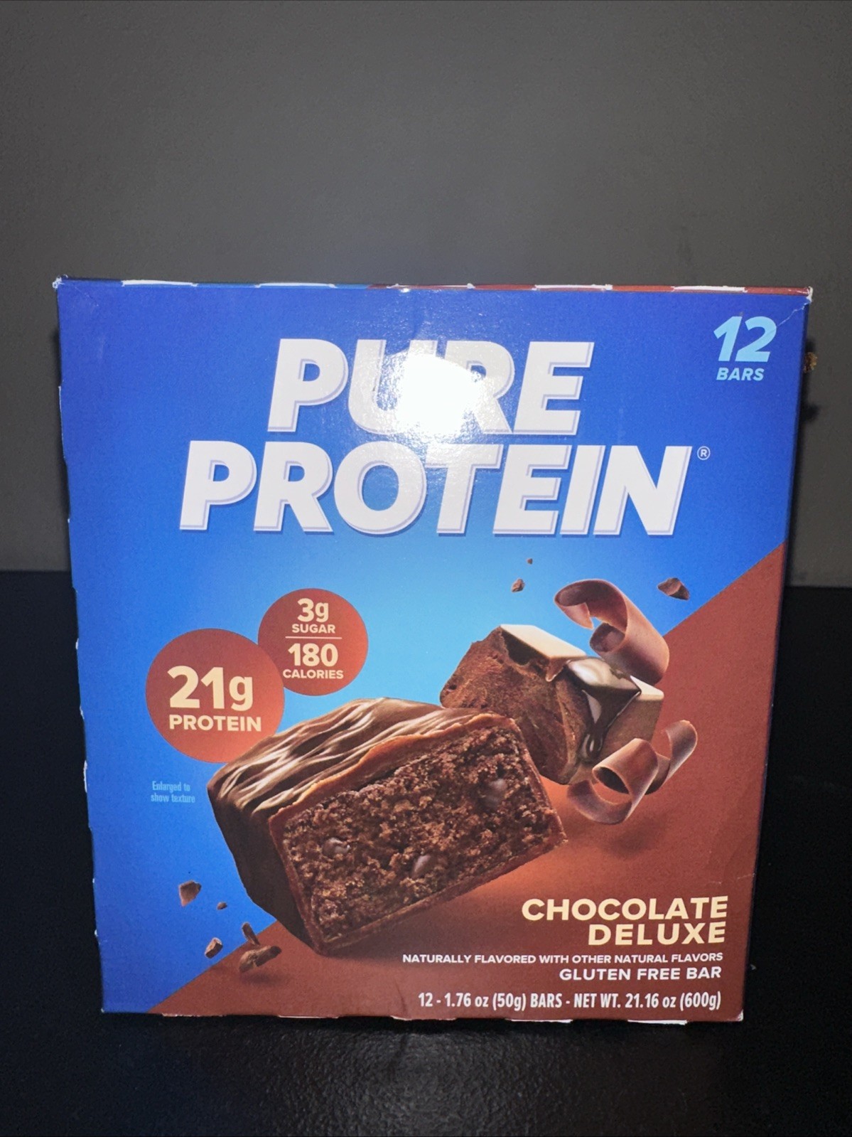 Pure Protein Bar, Chocolate Deluxe, 21g Protein, Gluten Free, 1.76 oz, 12 Ct