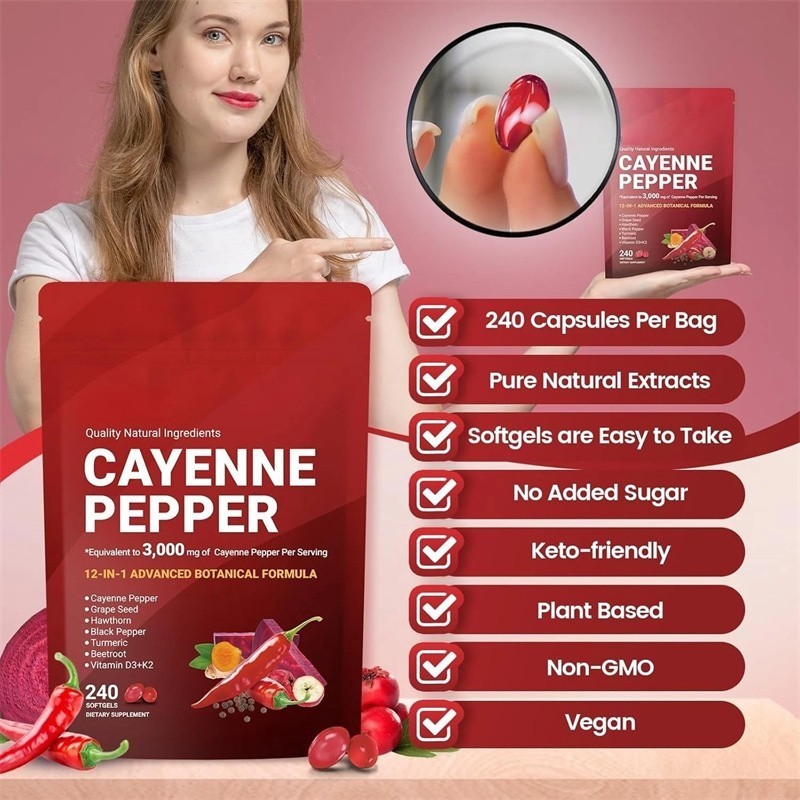 1 PCS Pepper Softgels Supplement, Assistances Leg VeinHeart and Blood Vessel