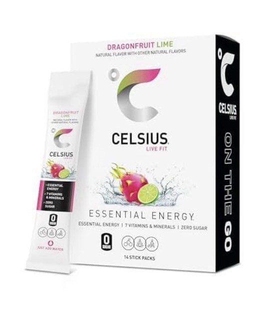 Celsius Essential Energy Dragonfruit Lime Powder Sticks 14 Ct, Zero Sugar