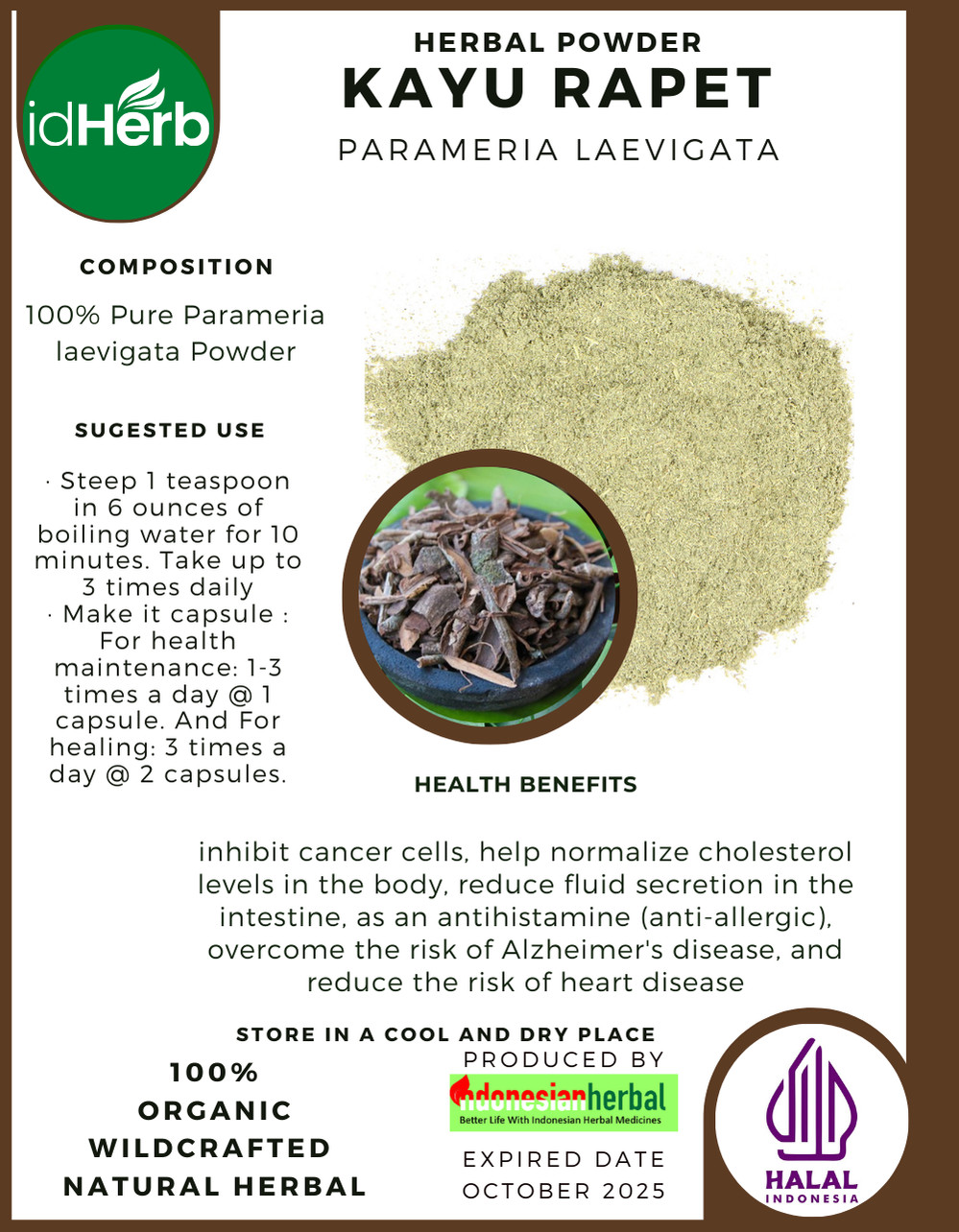 [idHerb] 50-500 gram Powder Wood Rapat Parameria Laevigata Organic WildCrafted