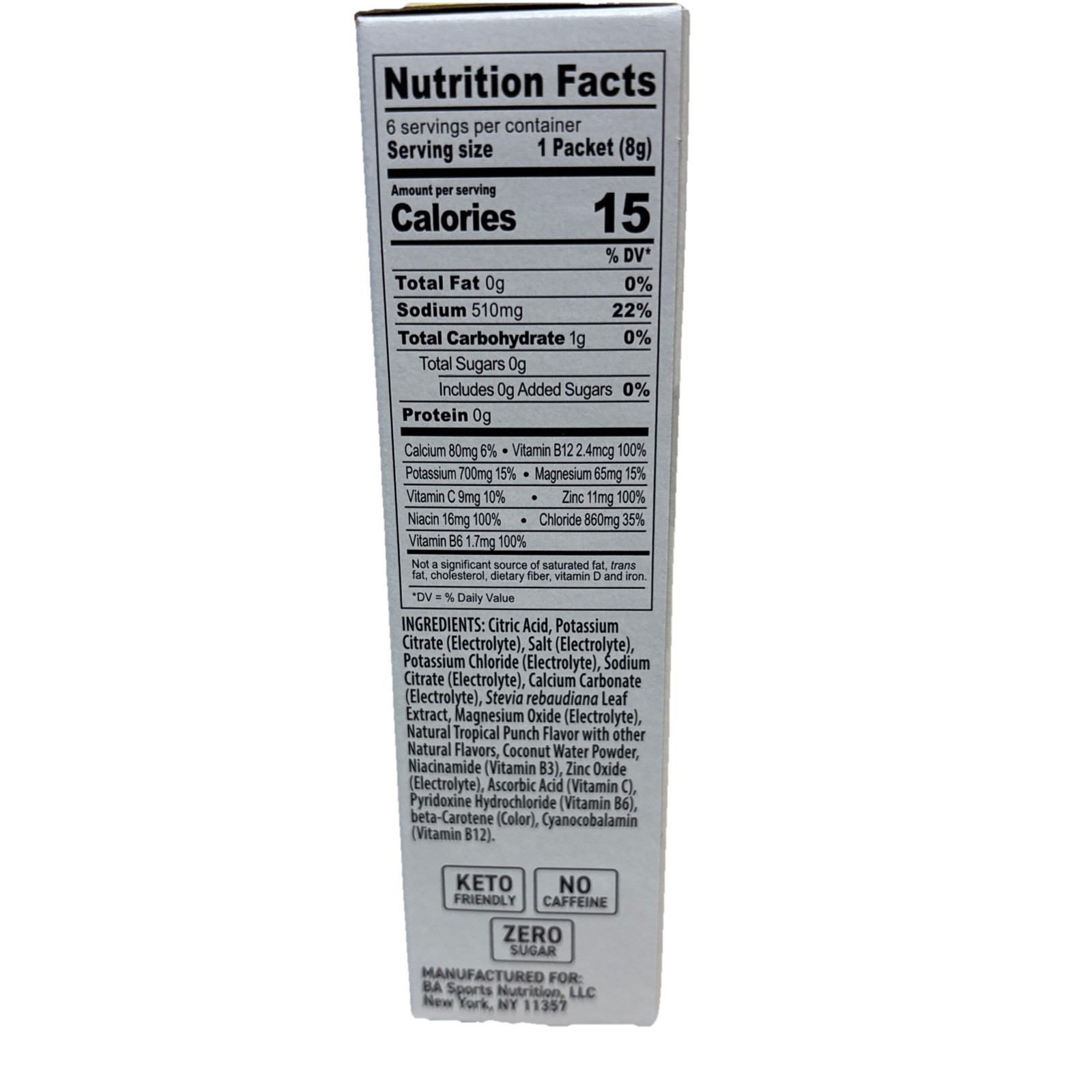 BODYARMOR Flash I.V. Electrolyte Sticks 6 Servings Zero Sugar Hydration Booster