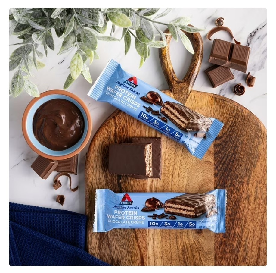Atkins Chocolate Creme Protein Crisp Wafers, 5 Count, 10g Protein Snack