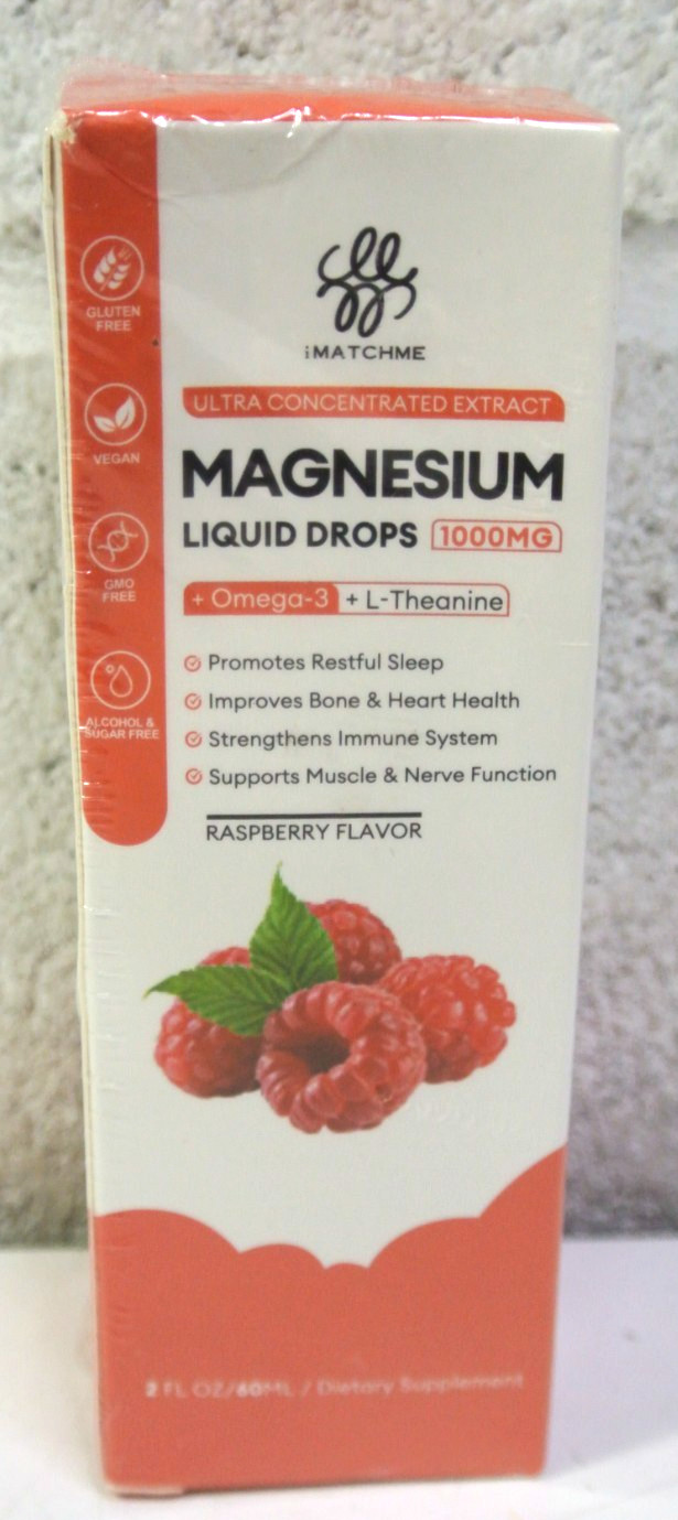 iMatchme Magnesium Liquid Drops 1000mg Raspberry 2 oz (60mL) Exp 10/26