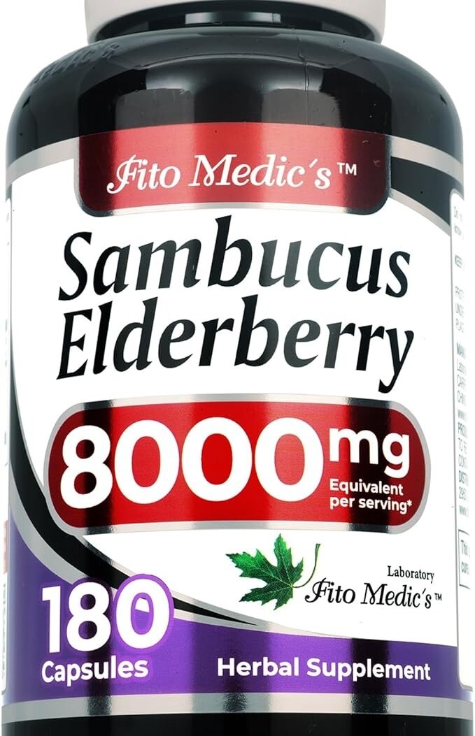 Elderberry – Sambucus Elderberry 8000 mg, 180 Capsules-Black Elderberry