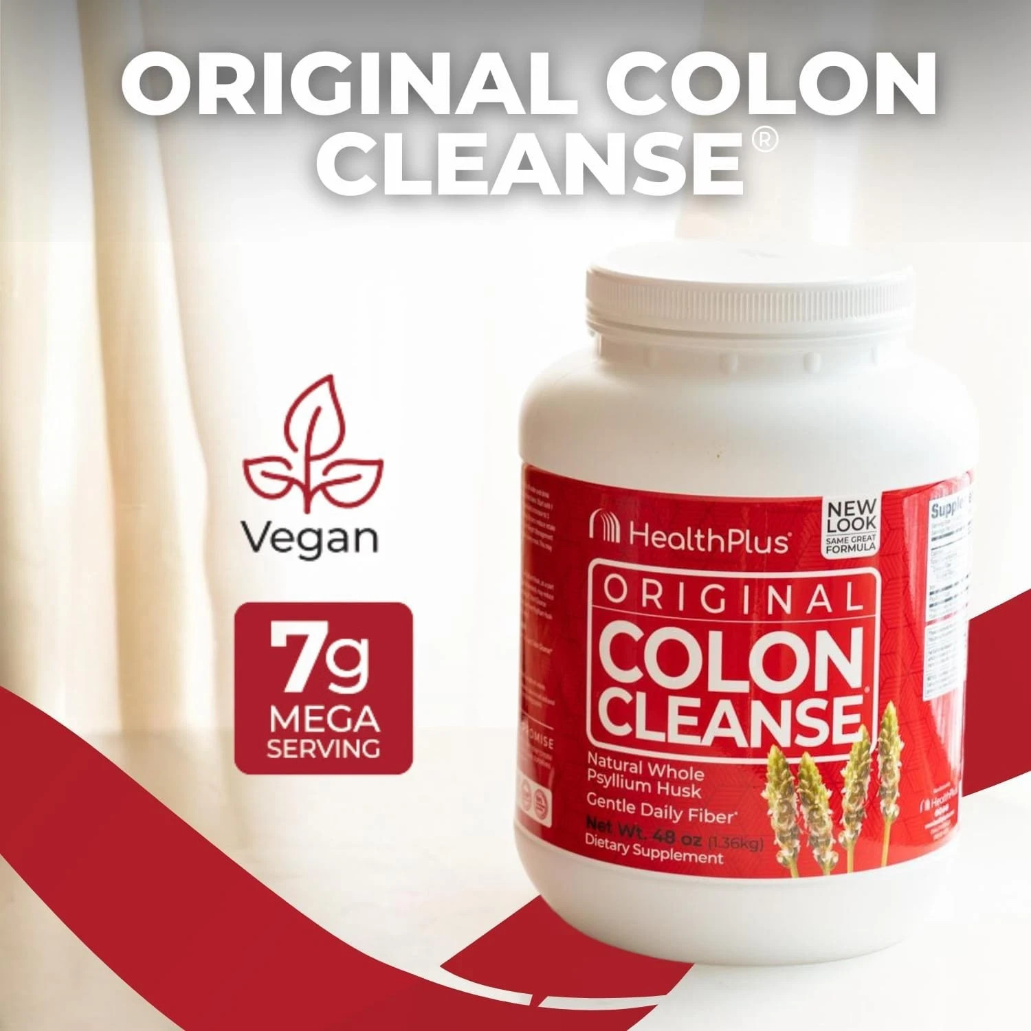 Health Plus Original Colon Cleanse – Psyllium Husk Powder – 48 oz –