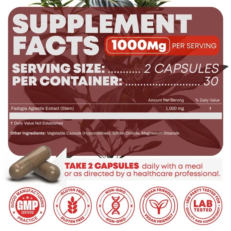 Peak Revival-X Fadogia Agrestis 1000mg Testosterone Booster for Men Muscle