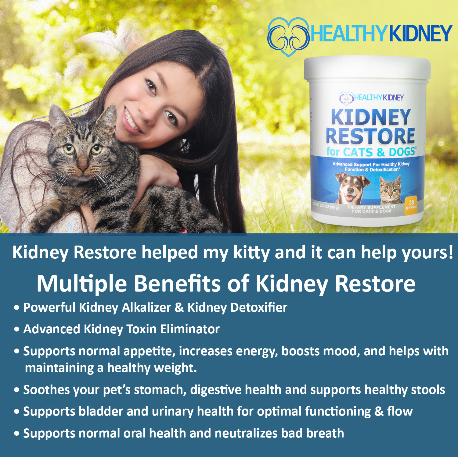 Healthy Kidney Support Cats Dogs Probiotic Powder Urinary Track Essential 3 Pack
