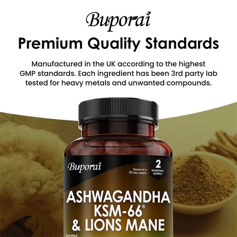 Ashwagandha KSM-66 & Lion’s Mane 240pcs,Increases Muscle Mass, Reduce Fatigue