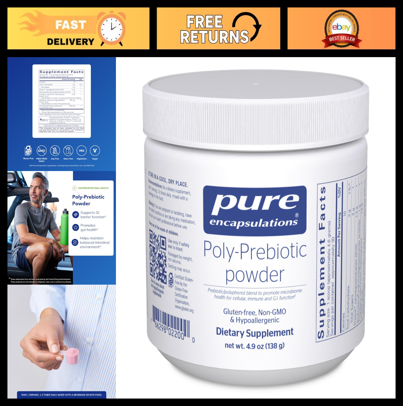 Prebiotic Powder for Gut Health | Supports Akkermansia Muciniphila | 4.9 oz