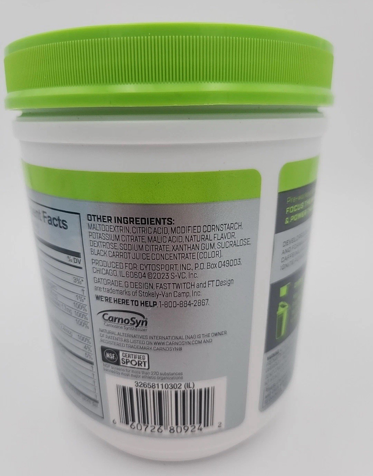 Fast Twitch Gatorade Pre Workout Powder Supplement Grape 16.2 oz Best By 6/2025