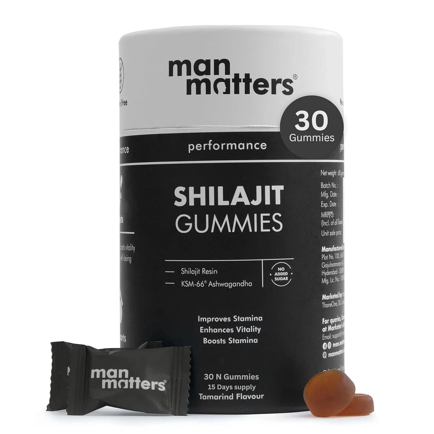 Man Matters Pure Himalayan Shilajit/Shilajeet Gummies with KSM 66 Ashwagandha