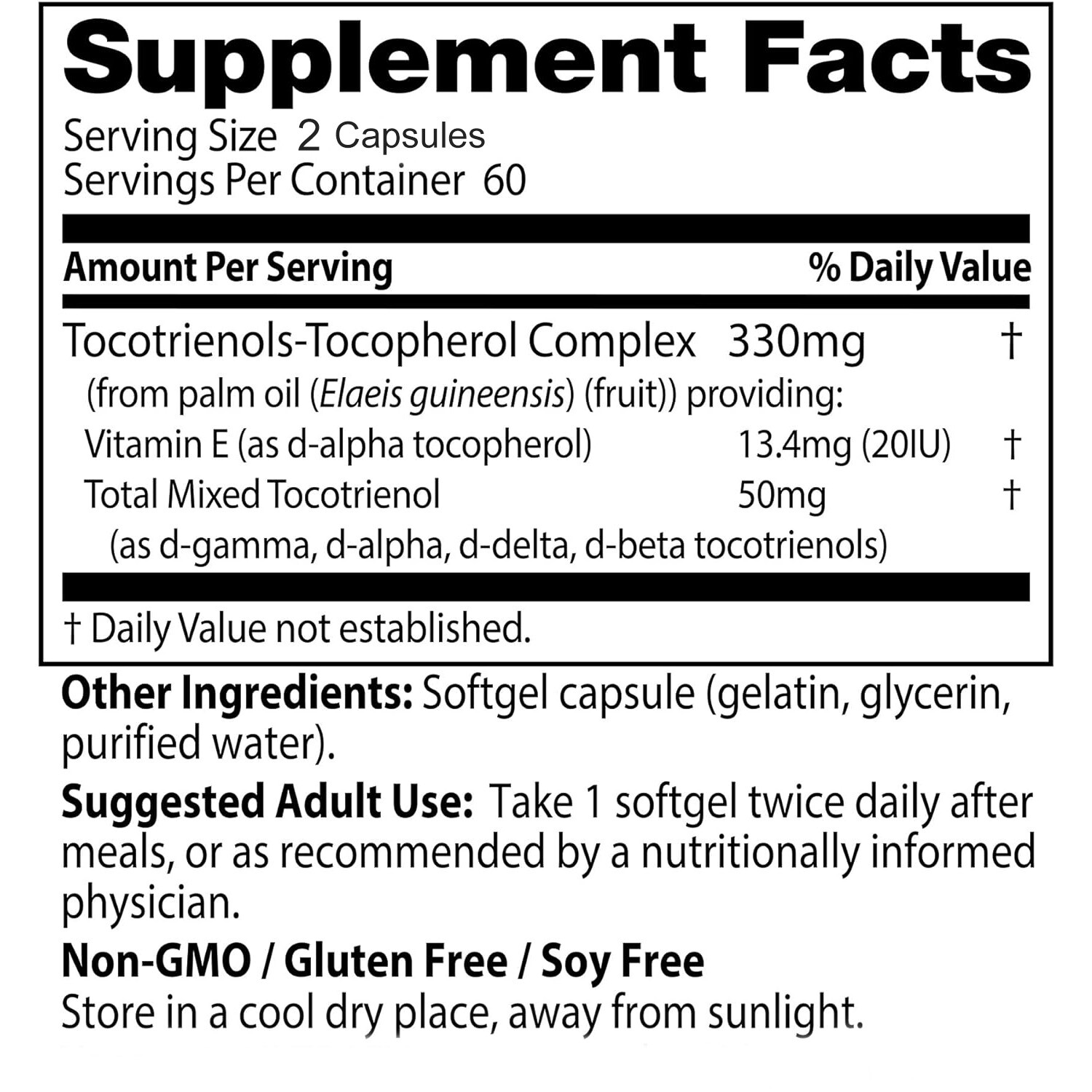 Vitamin E Tocotrienols Capsules-Healthy Cholesterol, Heart,Cardiovascular Health