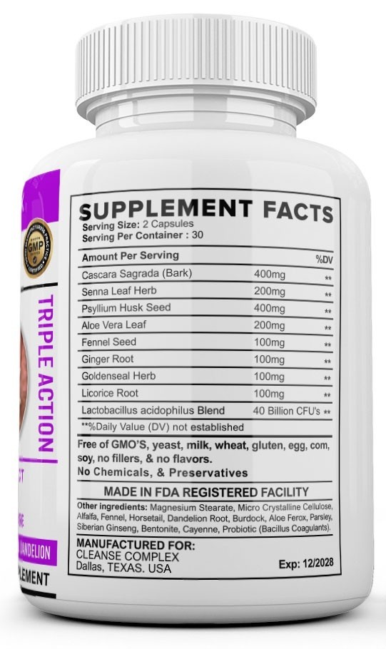 Colon Detox Parasite Candida Cleanse 180 Capsules Natural Herbal Supplement USA