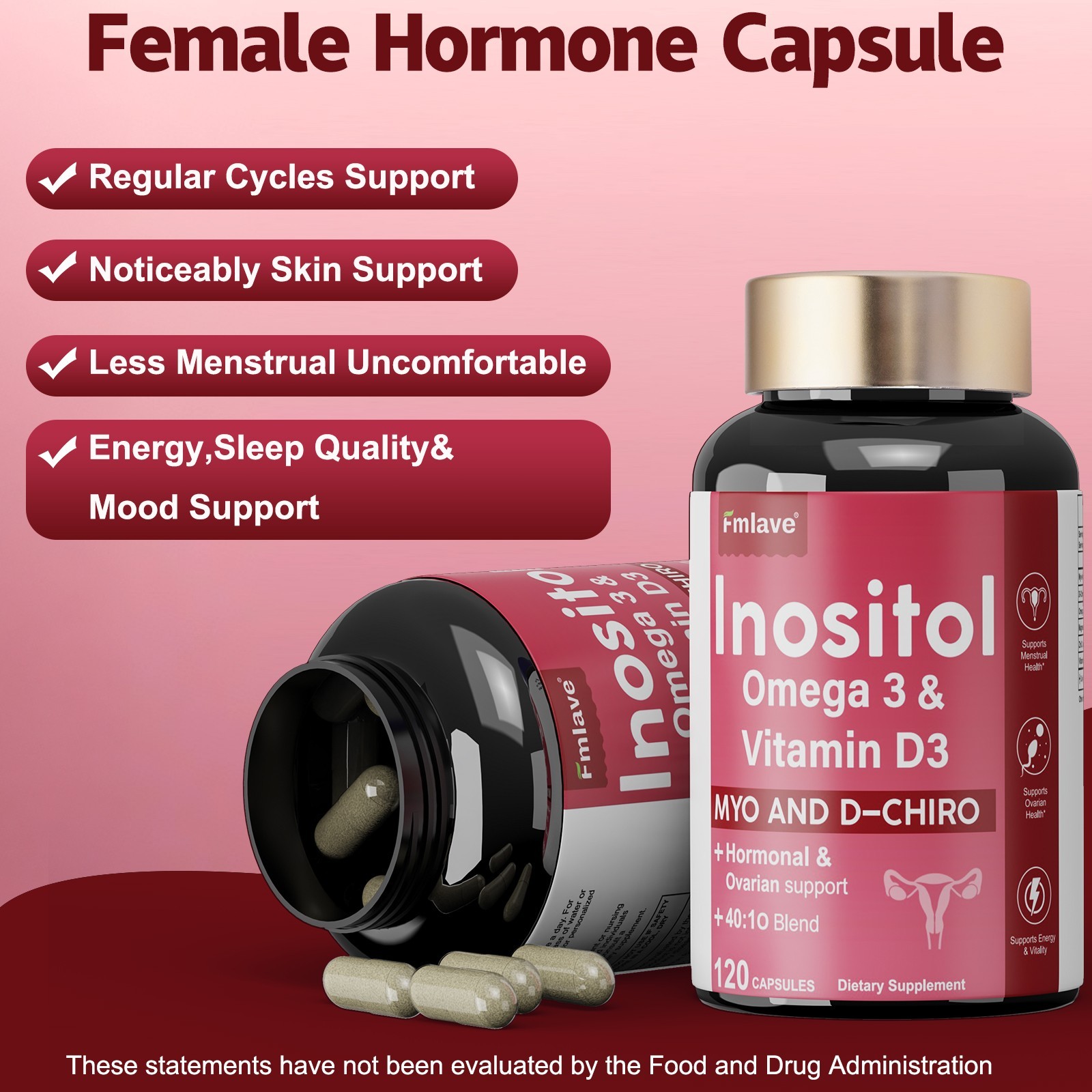 2x 120 Caps Myo-Inositol & D-Chiro Inositol Supplement Hormonal Balance Support