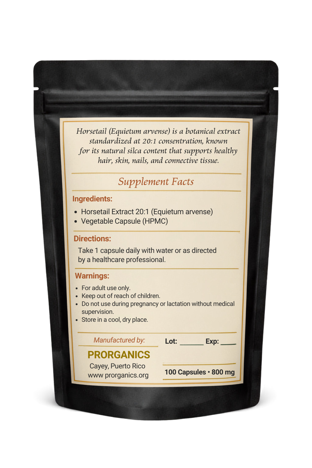 Horsetail Extract 20:1 Capsules – Natural Silica for Hair, Skin & Nails