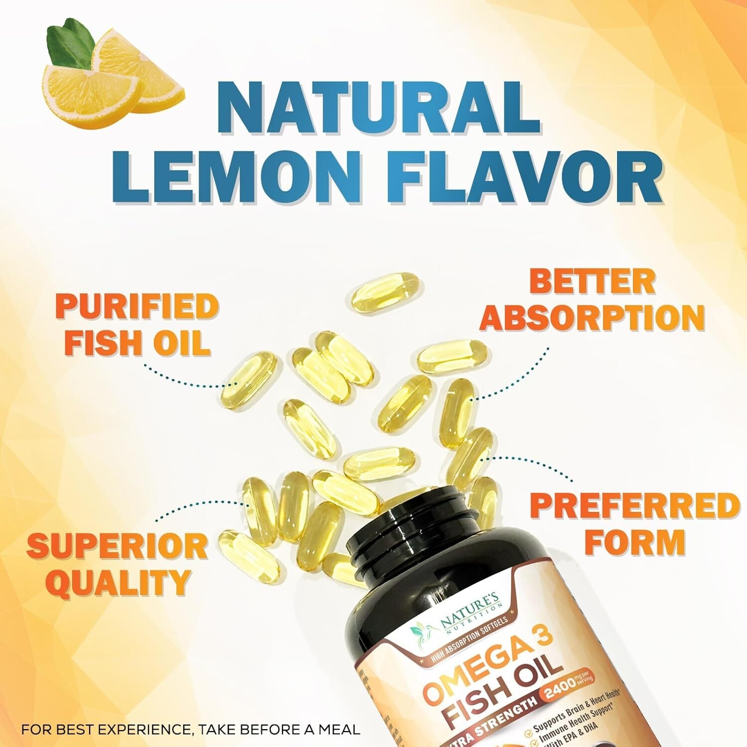 Omega 3 Fish Oil Capsules 3x Strength 2400mg EPA & DHA, Highest Potency