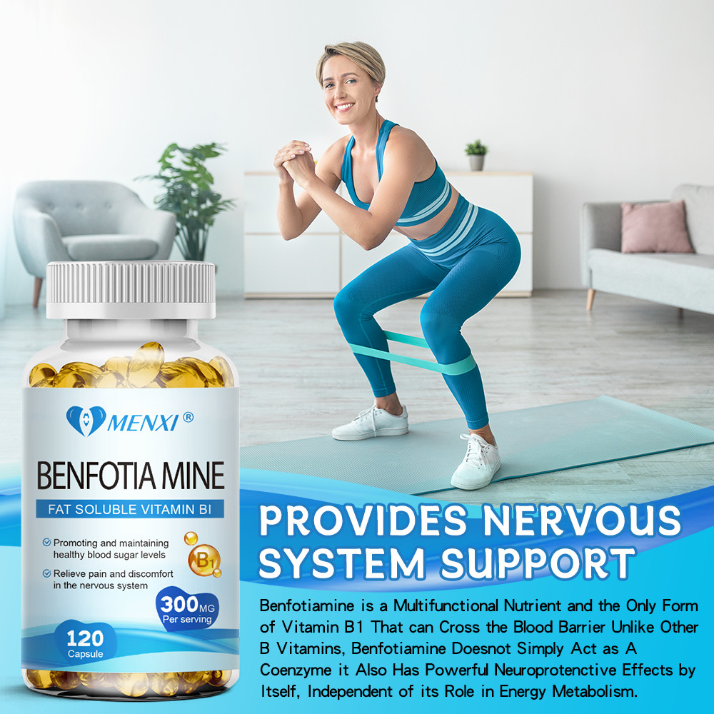MENXI Benfotiamine 300mg with Vitamin B-1/Thiamin High Potency 120 Caps Non-GMO