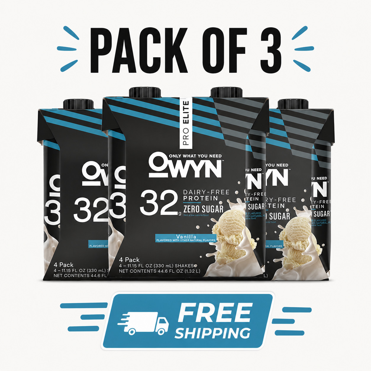 OWYN Vegan Protein Shake Vanilla 32g High Protein 12 Pack Ready to Drink