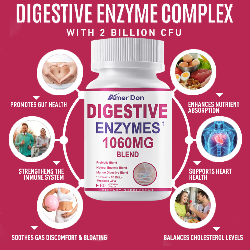 Digestive Enzymes Probiotics & Bromelain 60Pcs Constipation Bloating Gut Relief