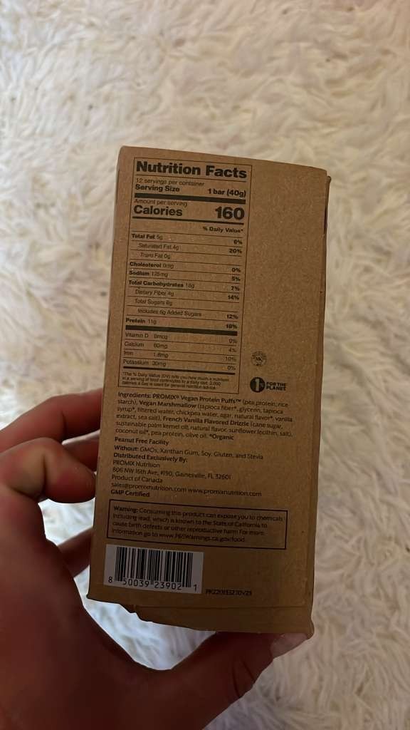 Promix Protein Puff Bars Vanilla High Protein Snack Clean Ingredients