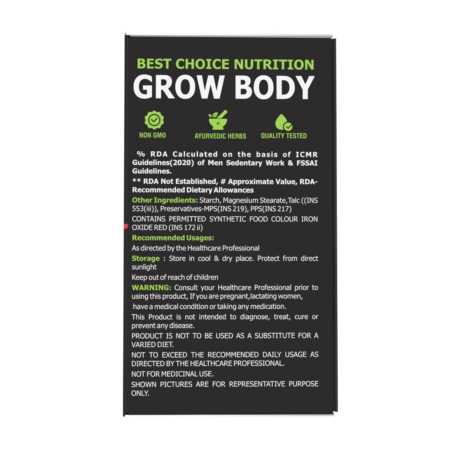 BODY GROW Fast Weight Gain Pills Muscle Gainer WEGHT GAIN 60 CAPSULES- Men USA