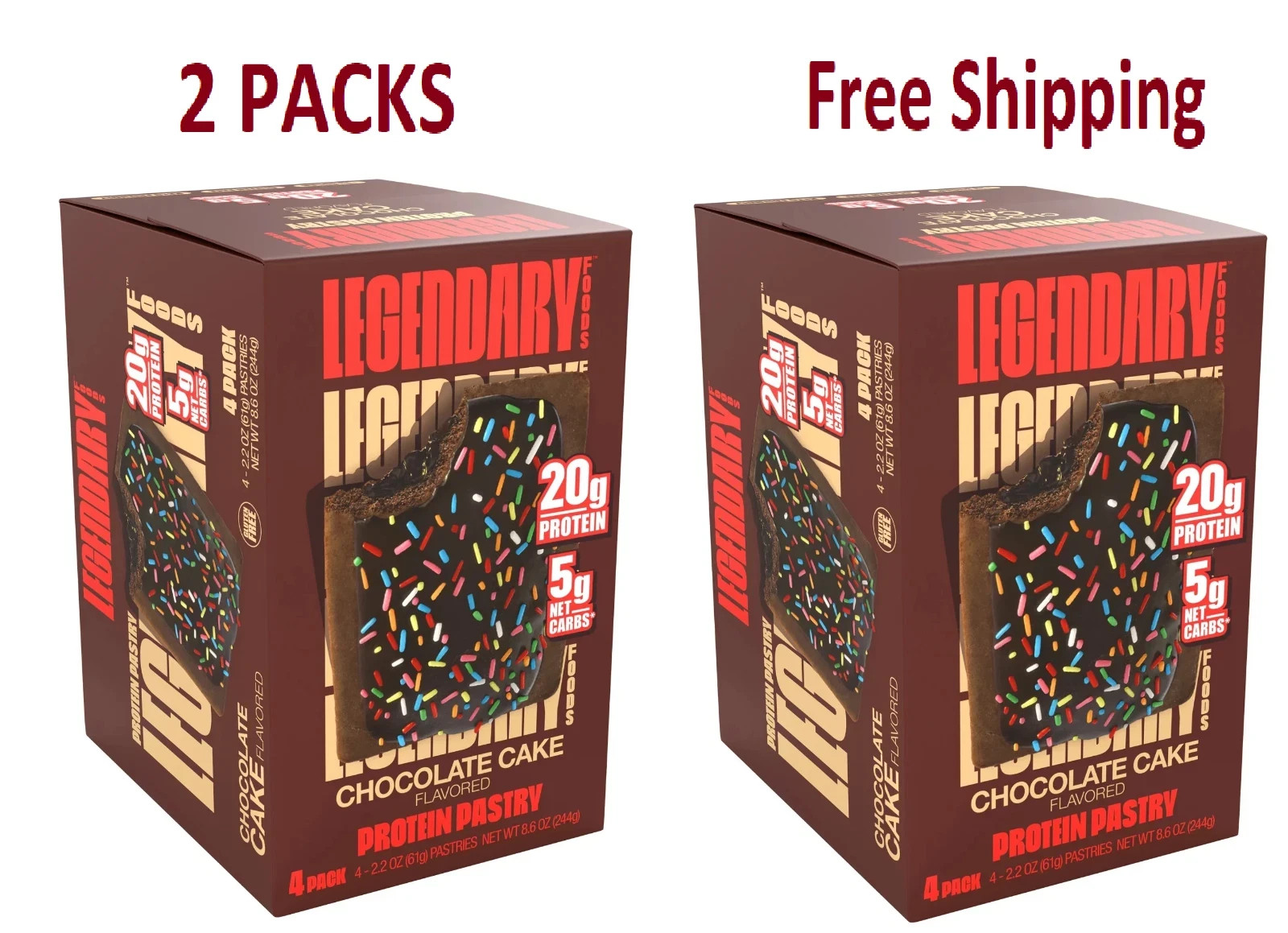 Legendary Foods Protein Pastry Chocolate Cake 4×2 Pack Protein Snack GlutenFree