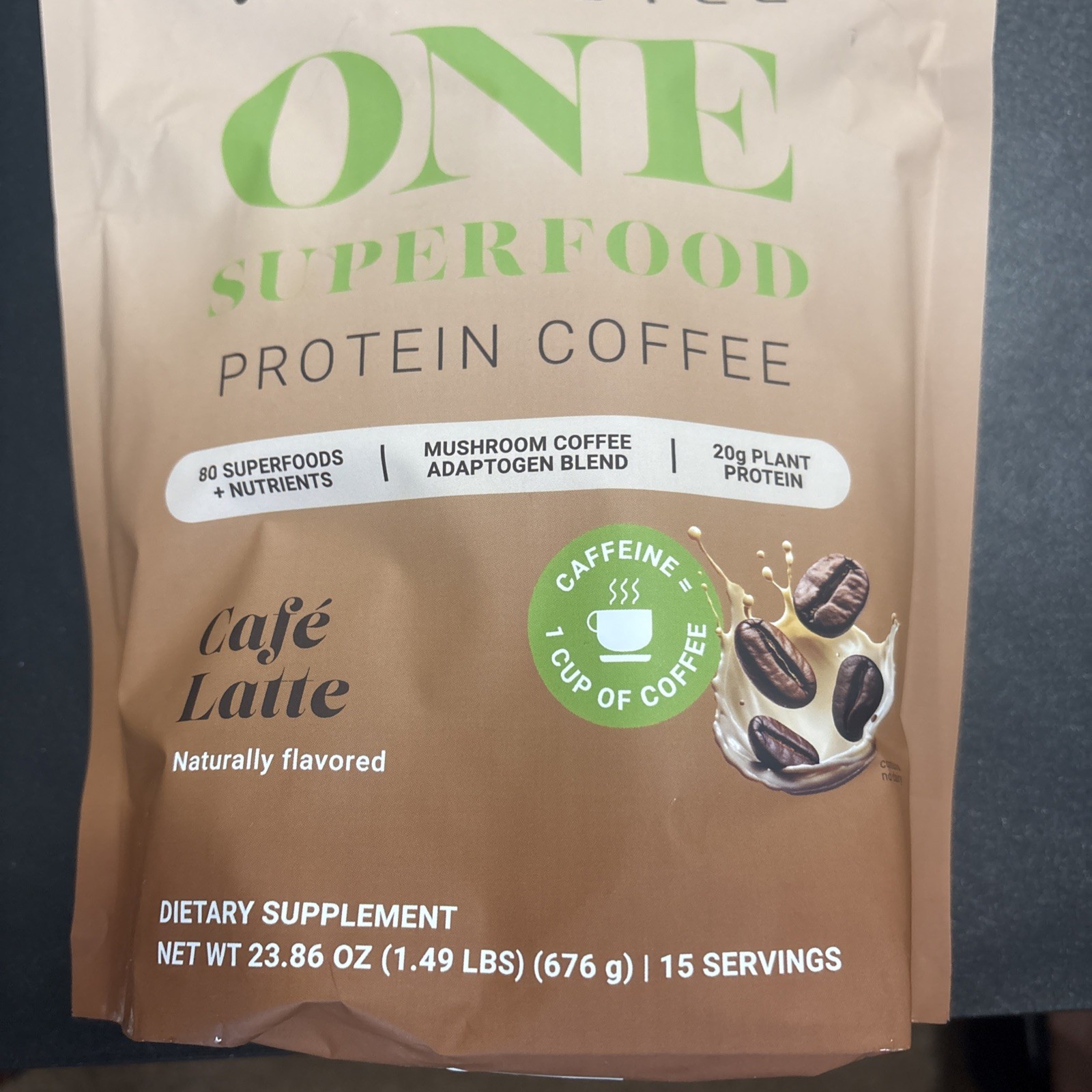 VitaHustle ONE Protein Coffee Cafe Latte Superfood 23.65oz Exp 04/2028