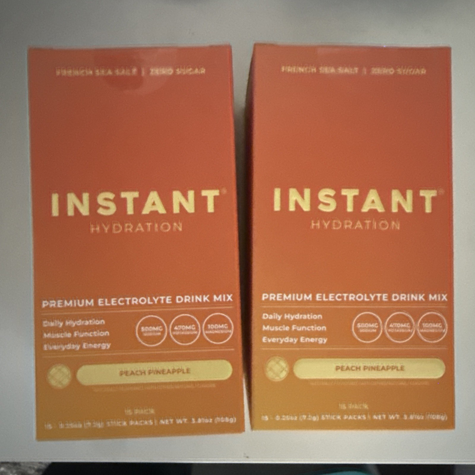 Instant Hydration Powder Packets – 2 Boxes OF 15 each TOTAL 30, PEACH/PINEAPPLE