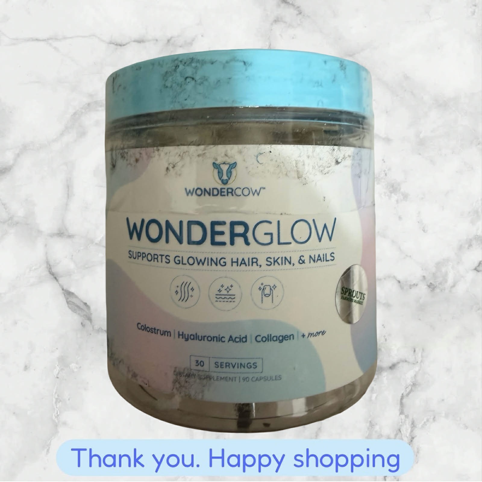 Wonderglow Hair Skin Nails w/Bovine Colostrum Collagen Hyaluronic Acid 09/26 NEW