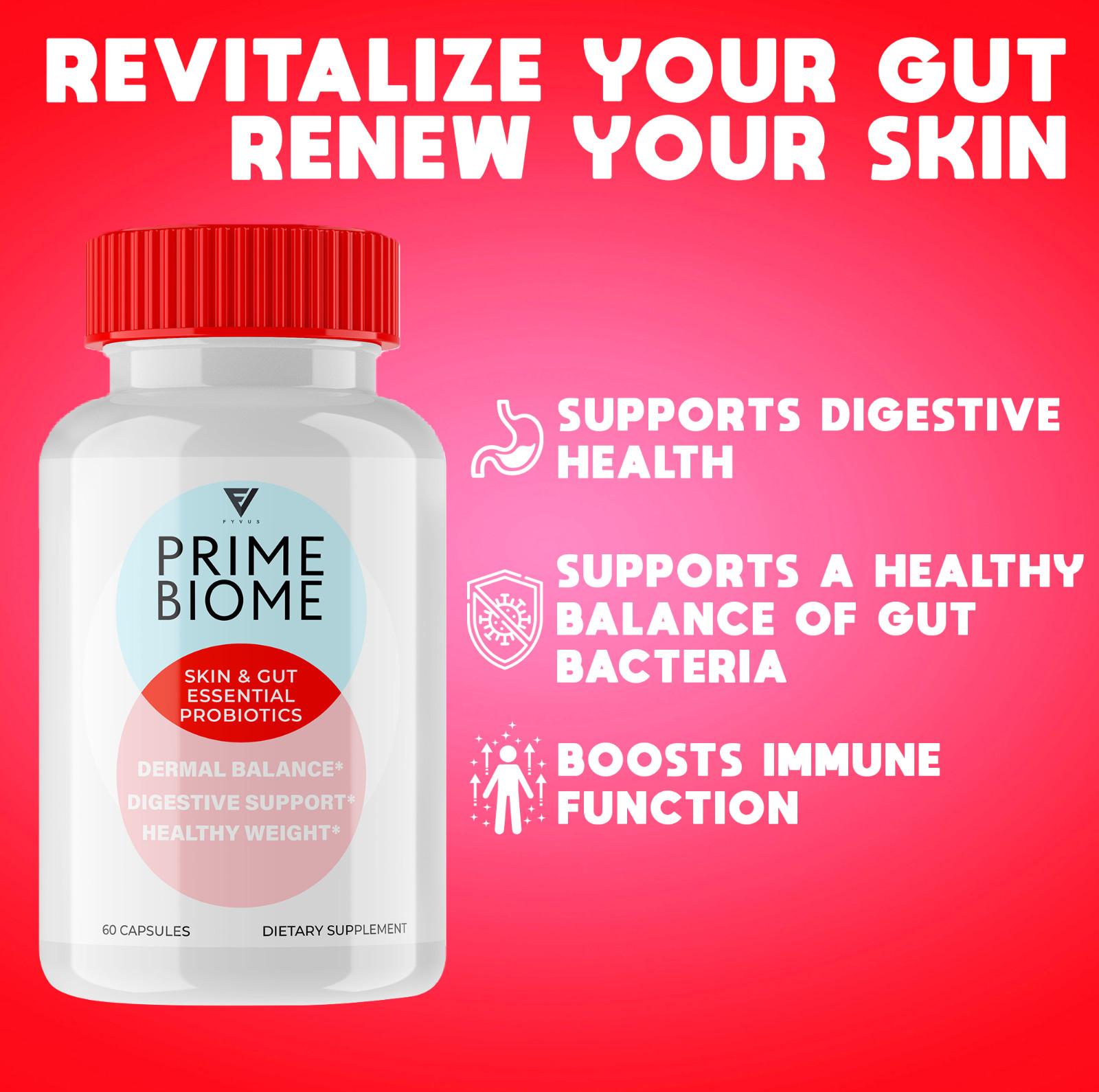 Prime Biome Probiotic Supplement PrimeBiome Capsules (60 Capsules)