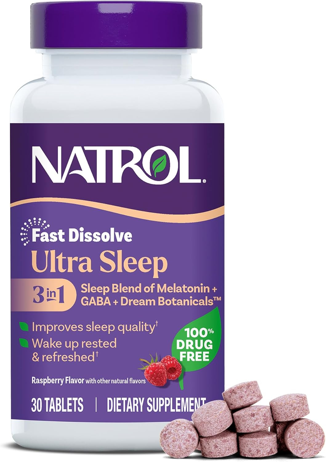 Ultra Sleep 3-In-1 100% Drug-Free Sleep Aid Blend with Melatonin, GABA & Botanic