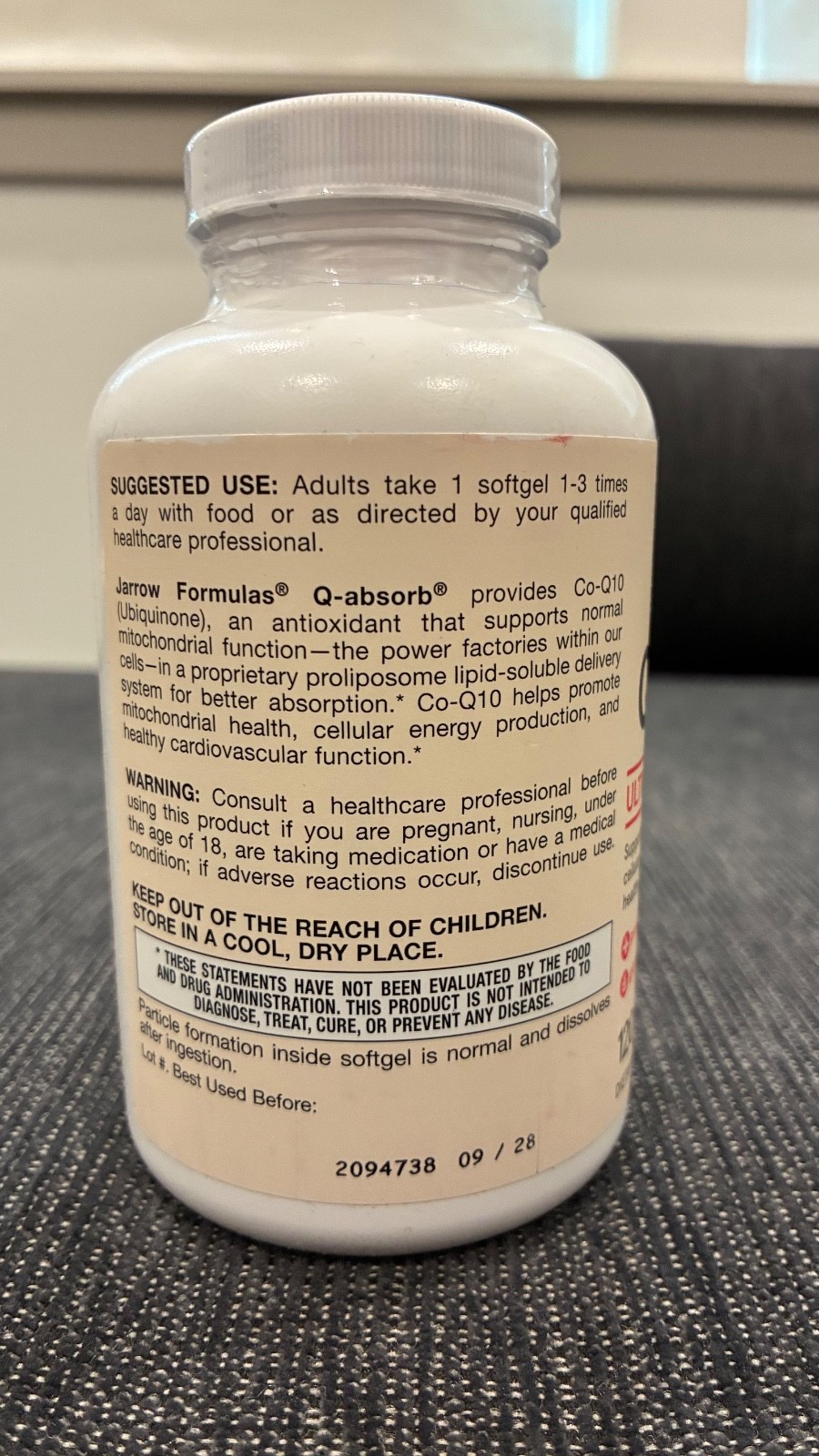 Jarrow Formulas Ubiquinone CO-Q10 Q-absorb 100mg 120 Softgels – 10 available
