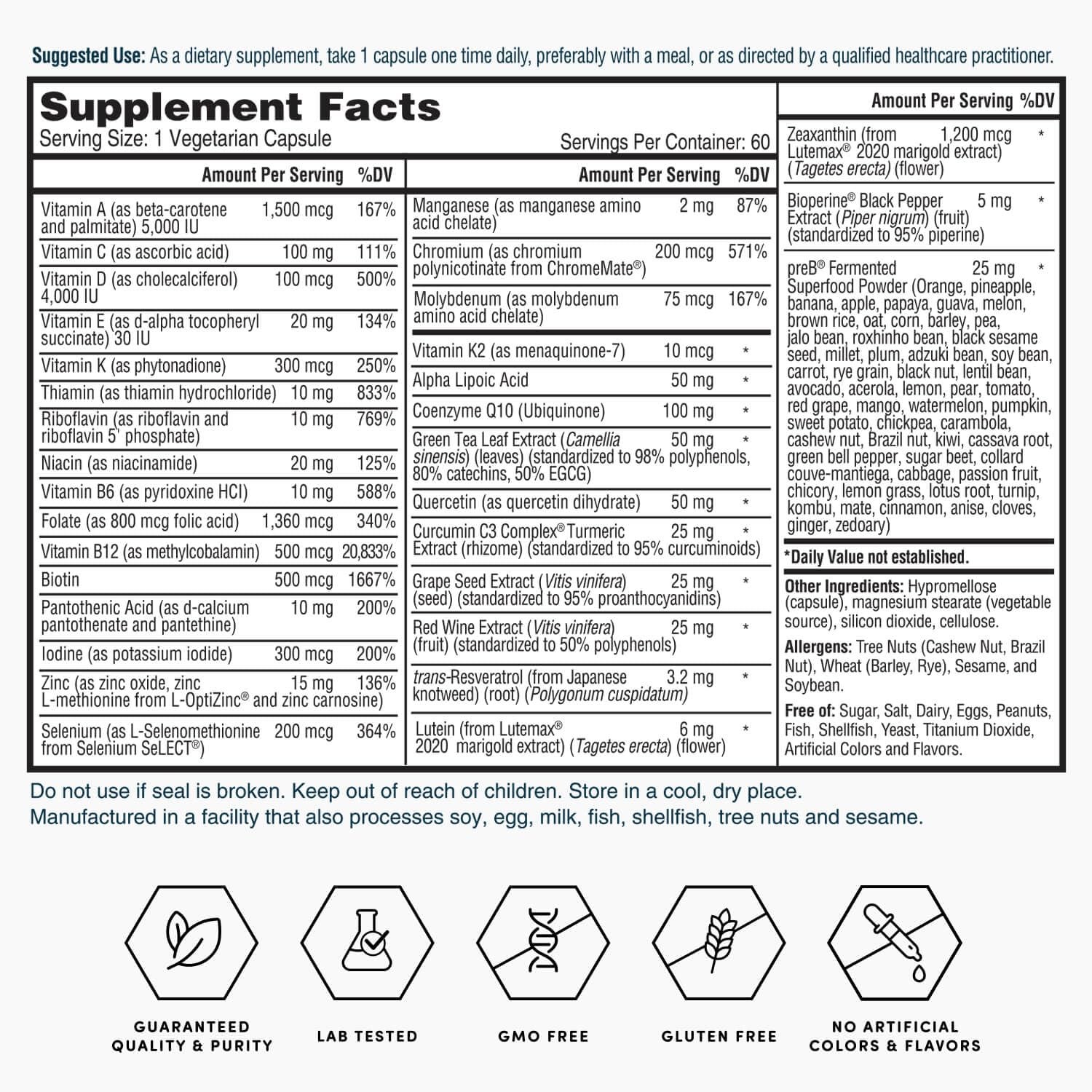 Gold Daily Multivitamin – Contains 19 Essential Vitamins & Minerals including…