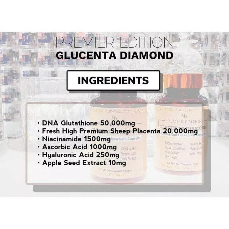 1X Premier Edition Glucenta Diamond Whitening Glowing Softgel (50 Cap) ~Express