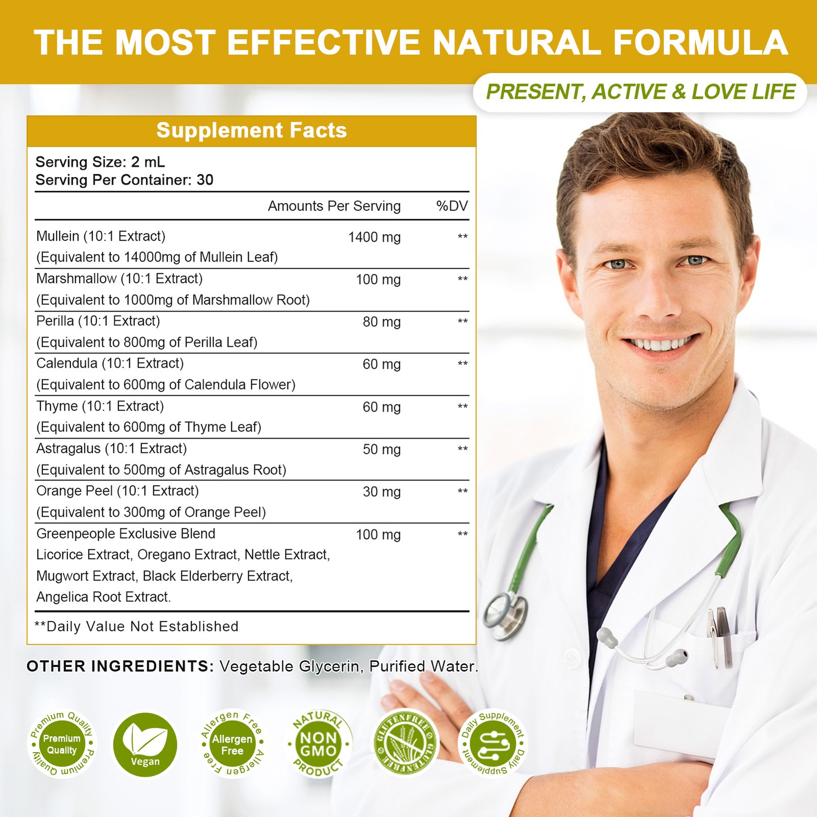 Mullein Leaf Extract for Lungs, Mullein Drops for Lungs Support Lung Respiratory