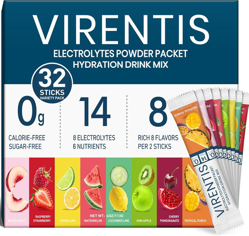 32 Sticks Electrolytes Powder Packets Sugar Free 4 Ounce (Pack of 1)