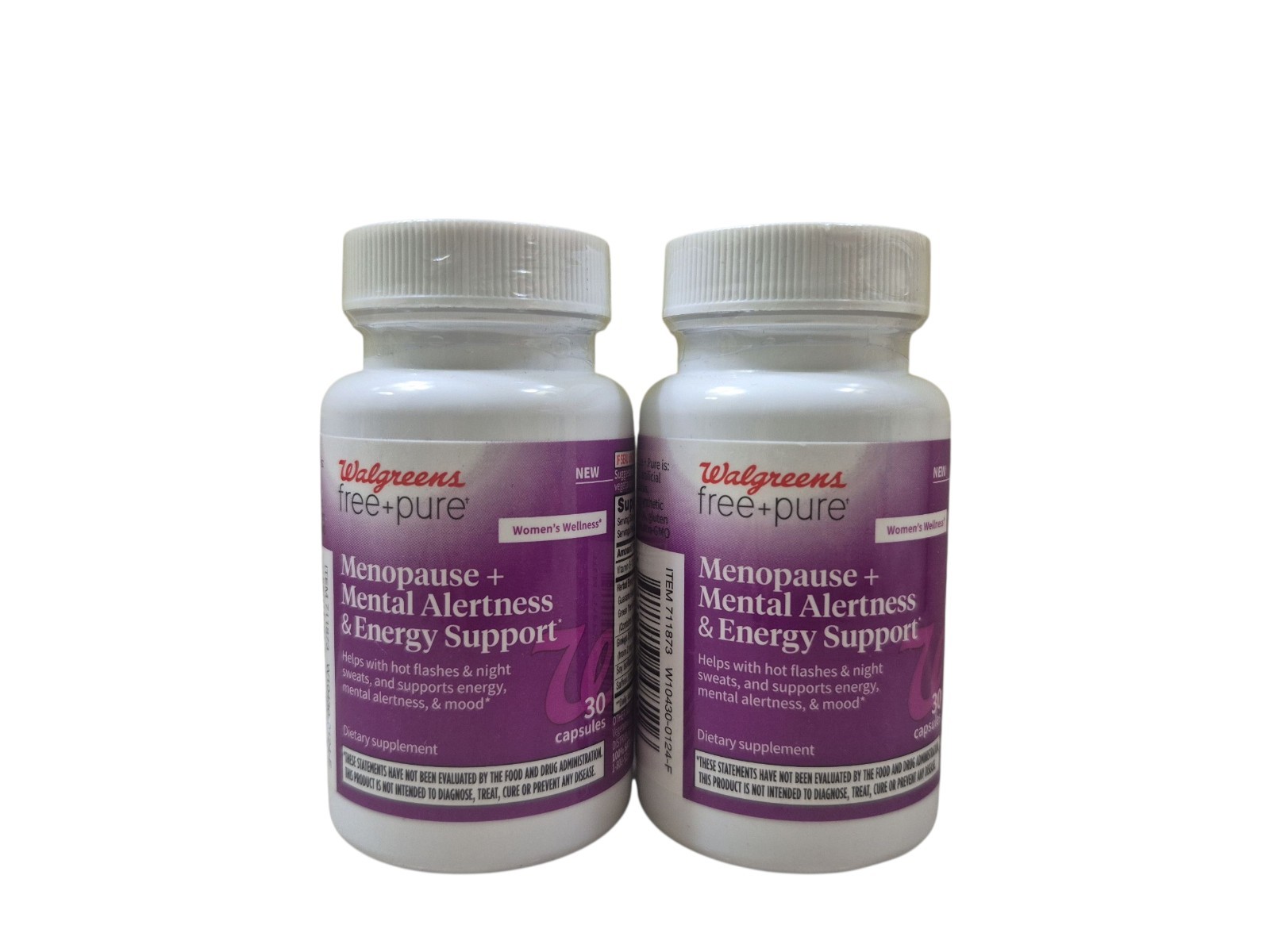 2 Walgreens Free+Pure Menopause + Mental Alertness & Energy Support, 30 Capsules