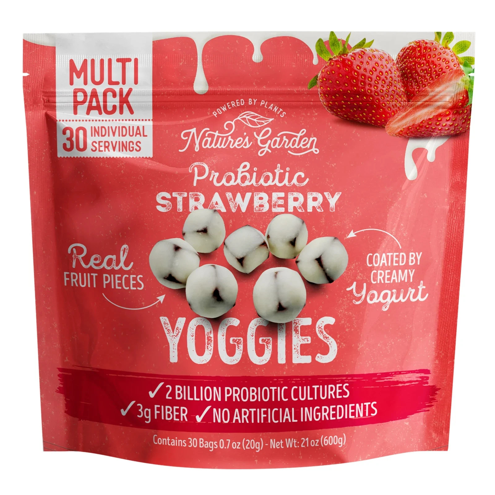 Nature’s Garden, Probiotic Strawberry Yoggies, 0.7 oz, 30-count