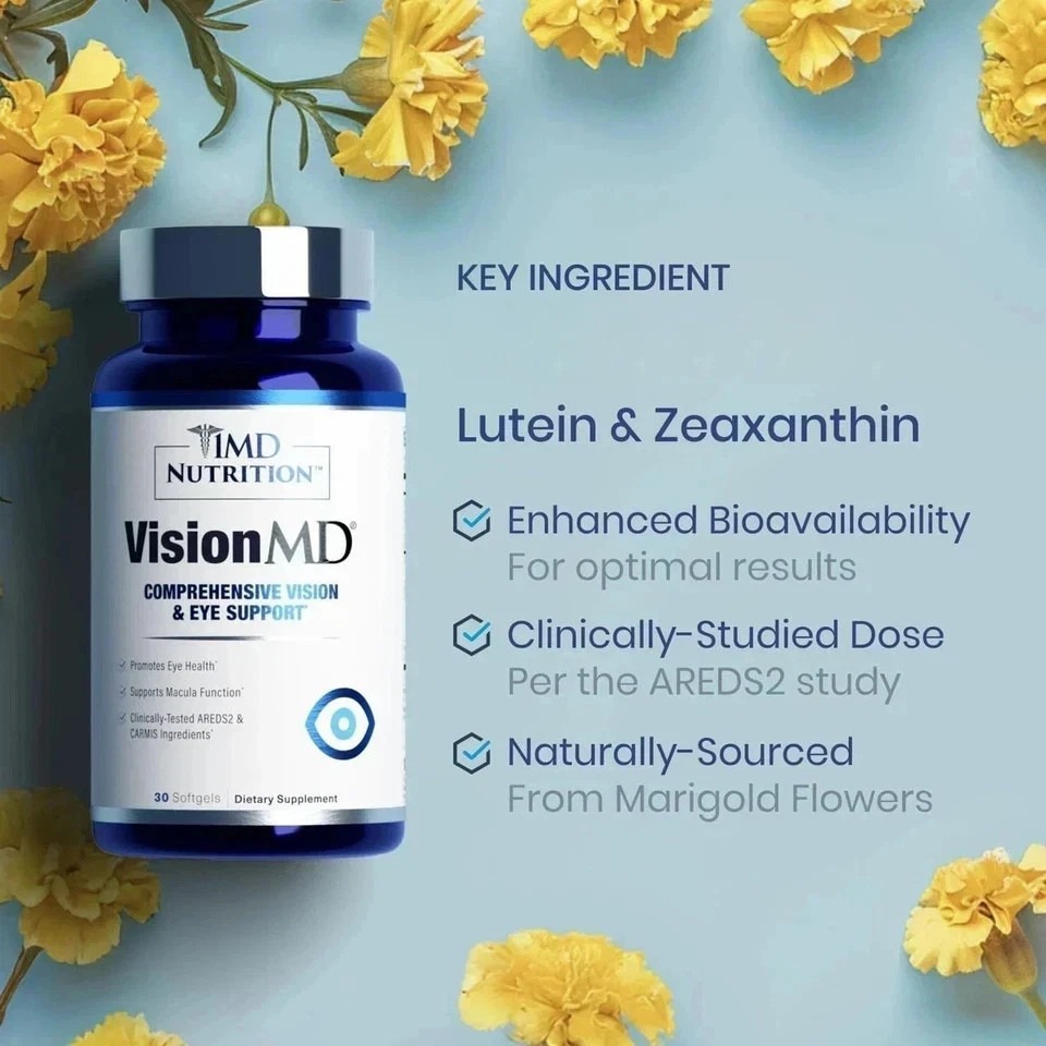 3 Pack 1MD Nutrition Vision MD Eye Vitamin CARMIS Health Eye Supplement 30