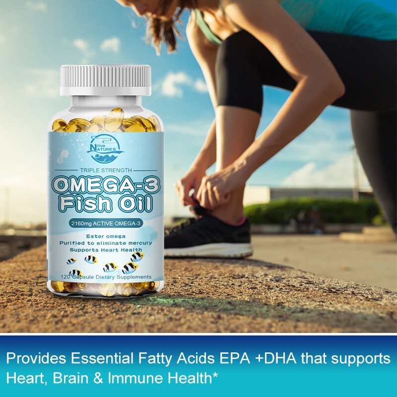 Omega 3 Fish Oil Capsules 3x Strength 2160mg EPA & DHA, Highest Potency 120Pills