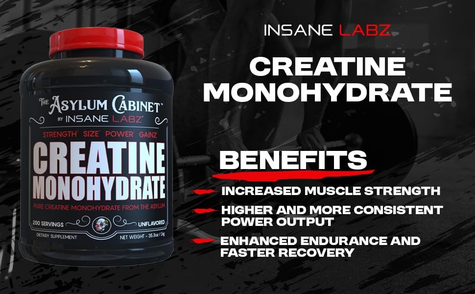 Insane Labz Creatine Monohydrate – Unflavored, 60 Servings (Pack of 1)