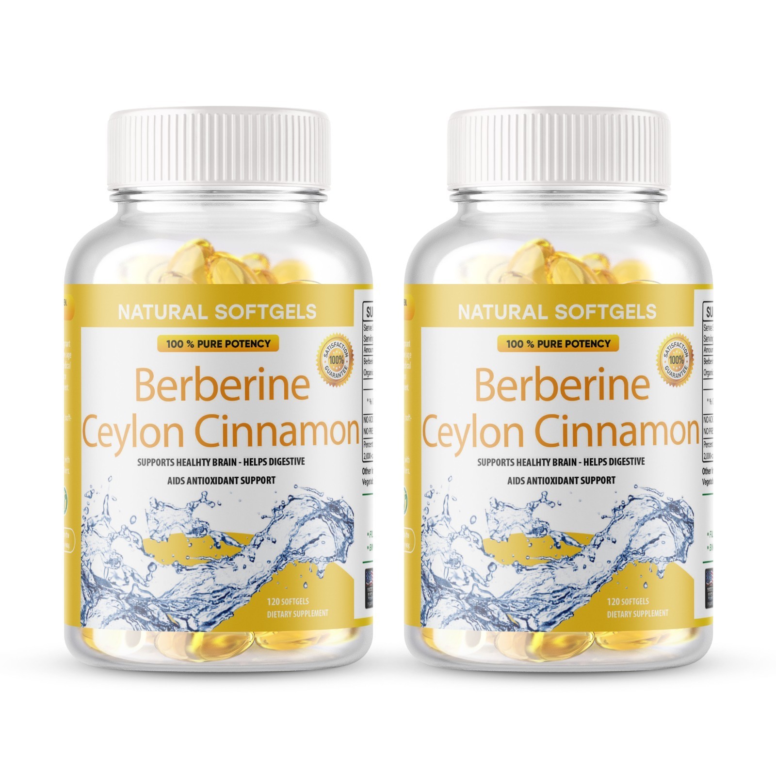 Berberine with Ceylon Cinnamon 1200mg 240 Softgels Organic Health & Immune USA