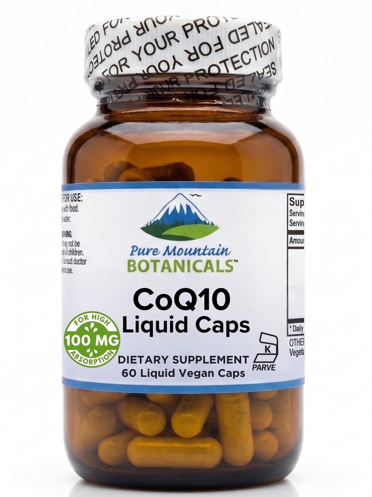 Pure Mountain Botanicals CoQ10 100mg Softgels – Coenzyme Q10 Ubiquinone – Vegan