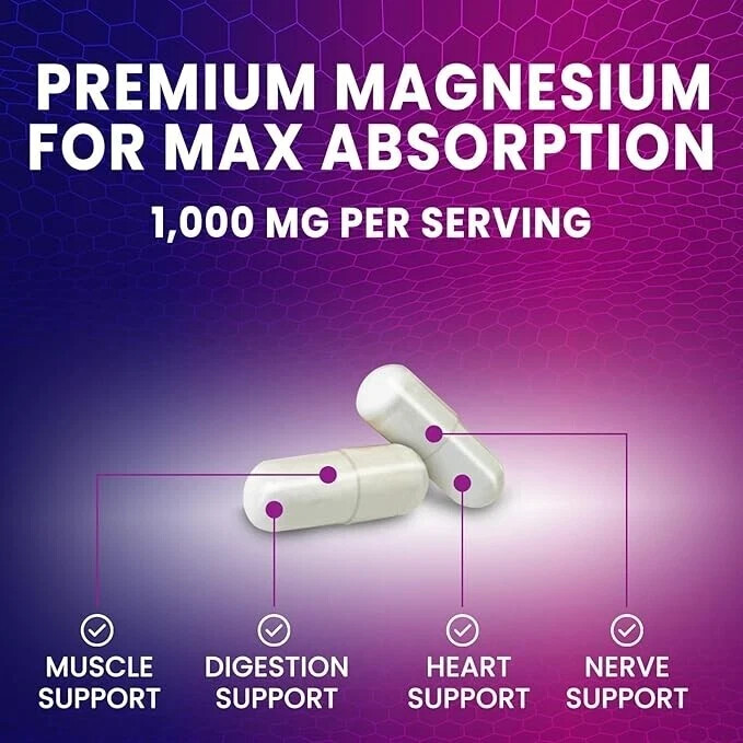 Glicinato, Malato Y Citrato De Magnesio Quelado Premium (1000 Mg | 60 Cápsulas)