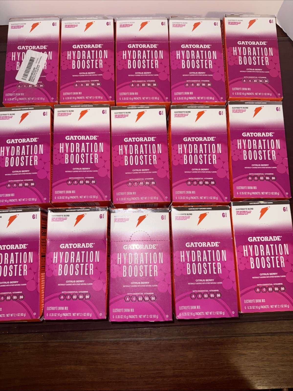 15 Gatorade Hydration Booster, Flavor Citrus Berry 6 Sticks Each 90 Total. 3/26
