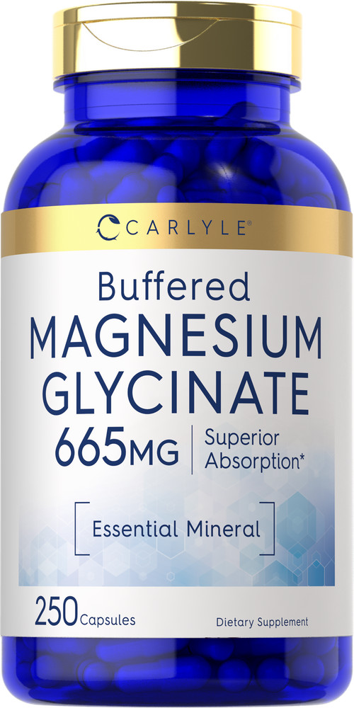 Magnesium Glycinate Capsules | 665mg | 250 Count | Buffered | by Carlyle