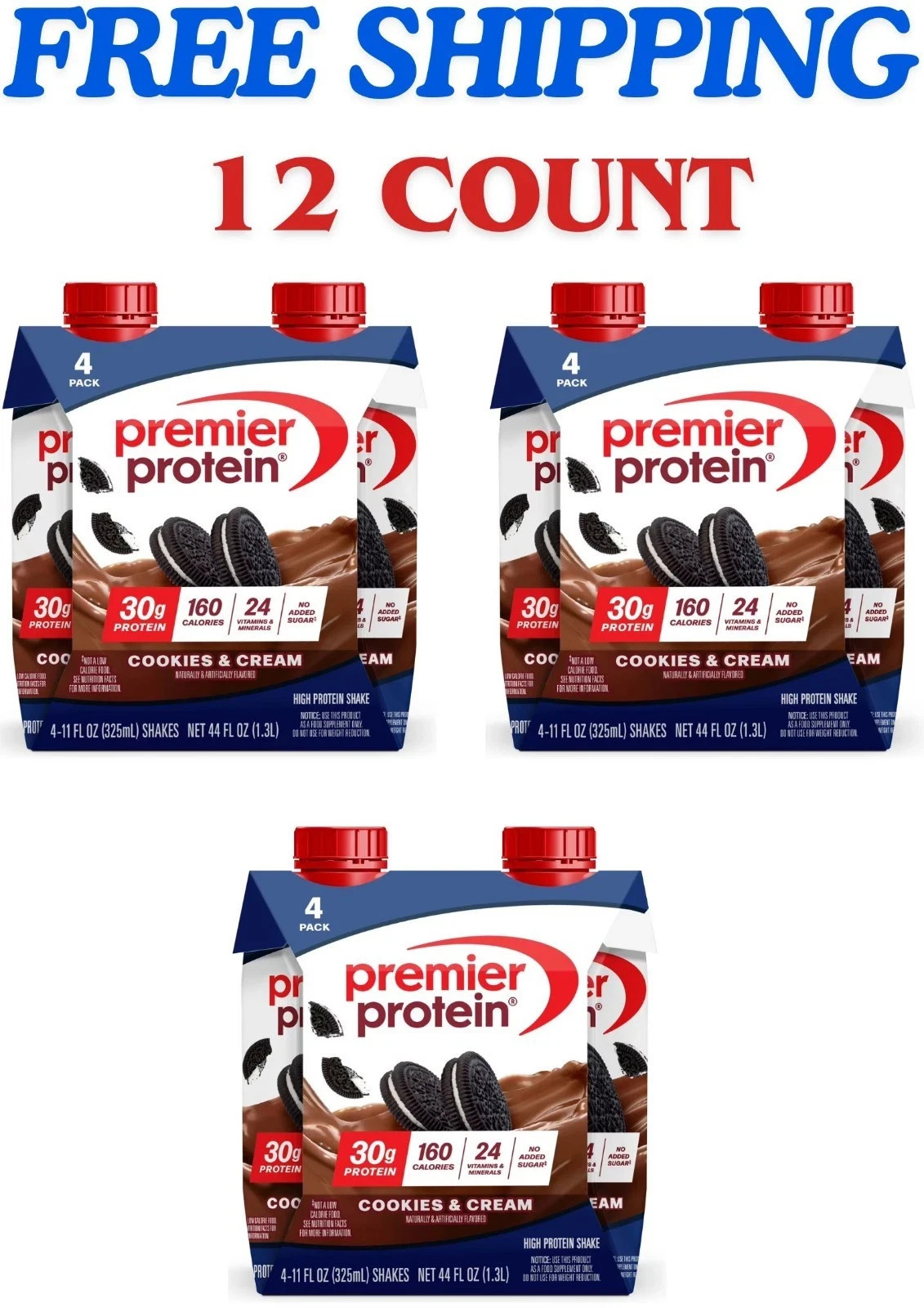 Premier Protein Shake, Cookies & Cream, 30g Protein, 11 fl oz, 12 Ct