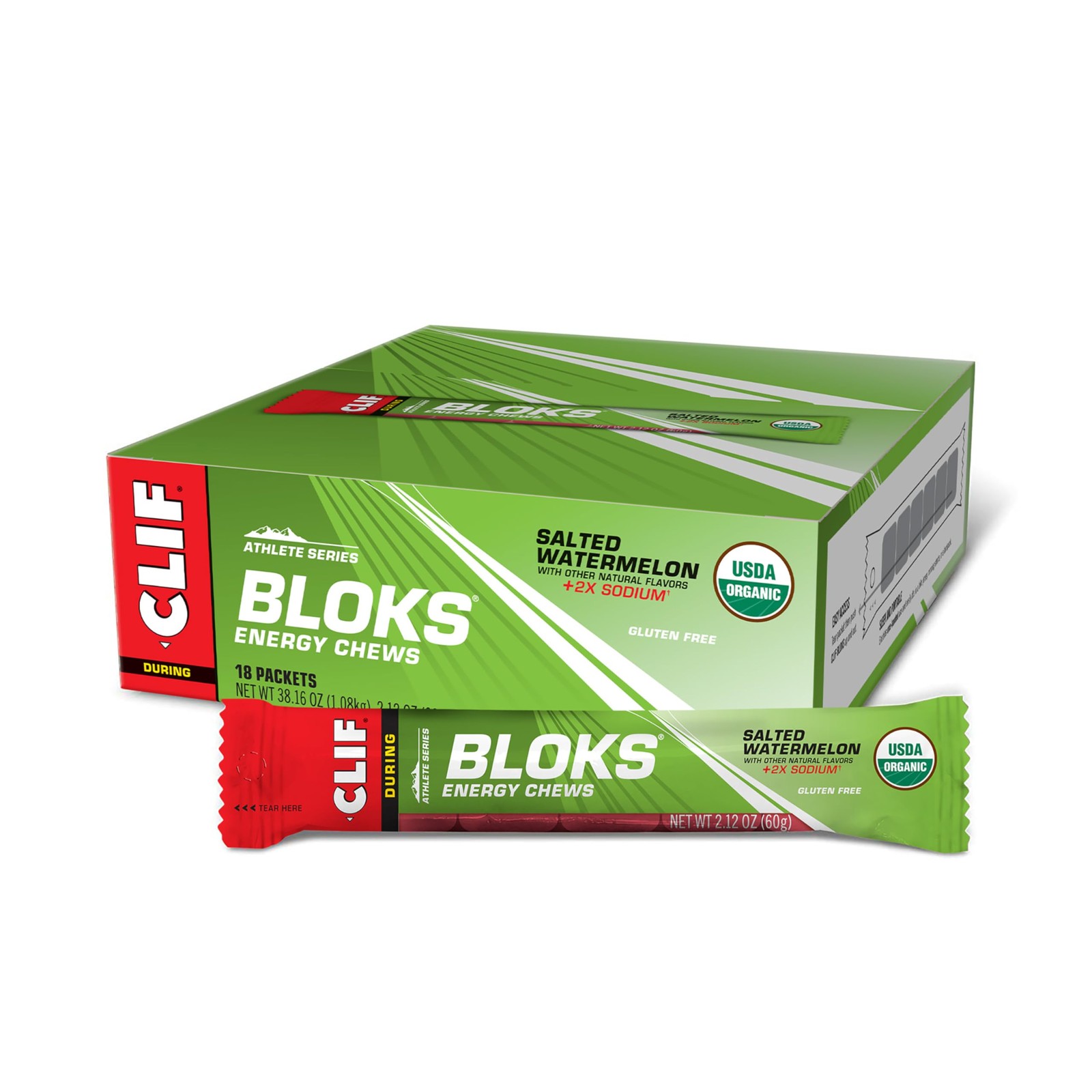 CLIF BLOKS Salted Watermelon Flavor with 2X Sodium Energy Chews NonGMO Pl…