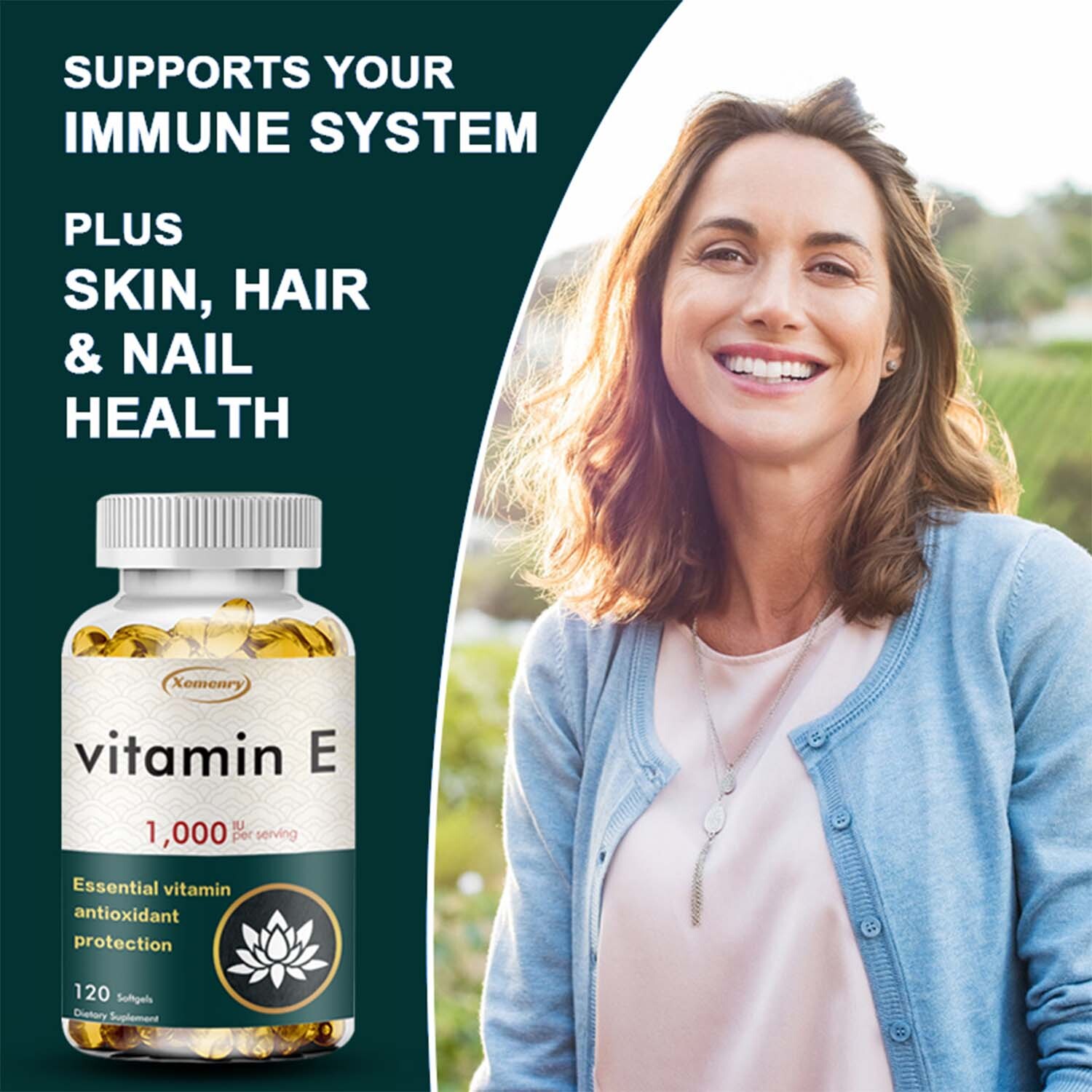 Vitamin E Capsules 1000IU – Anti-Aging, Antioxidant, Skin Care Immune Support